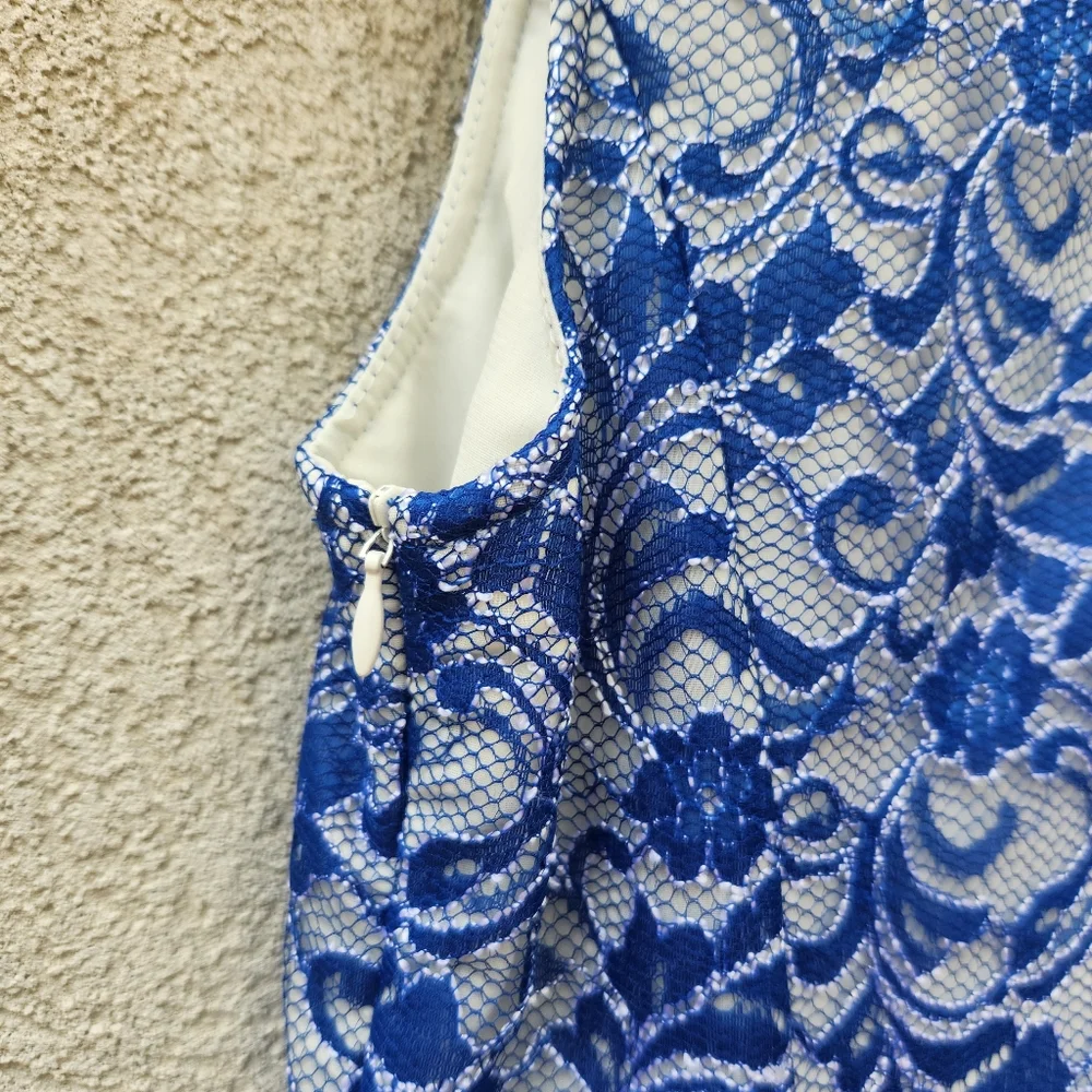 ABS Allen Schwartz Women's Dress Size 4 Blue Floral Lined Classic NWT Made USA - Picture 5 of 10